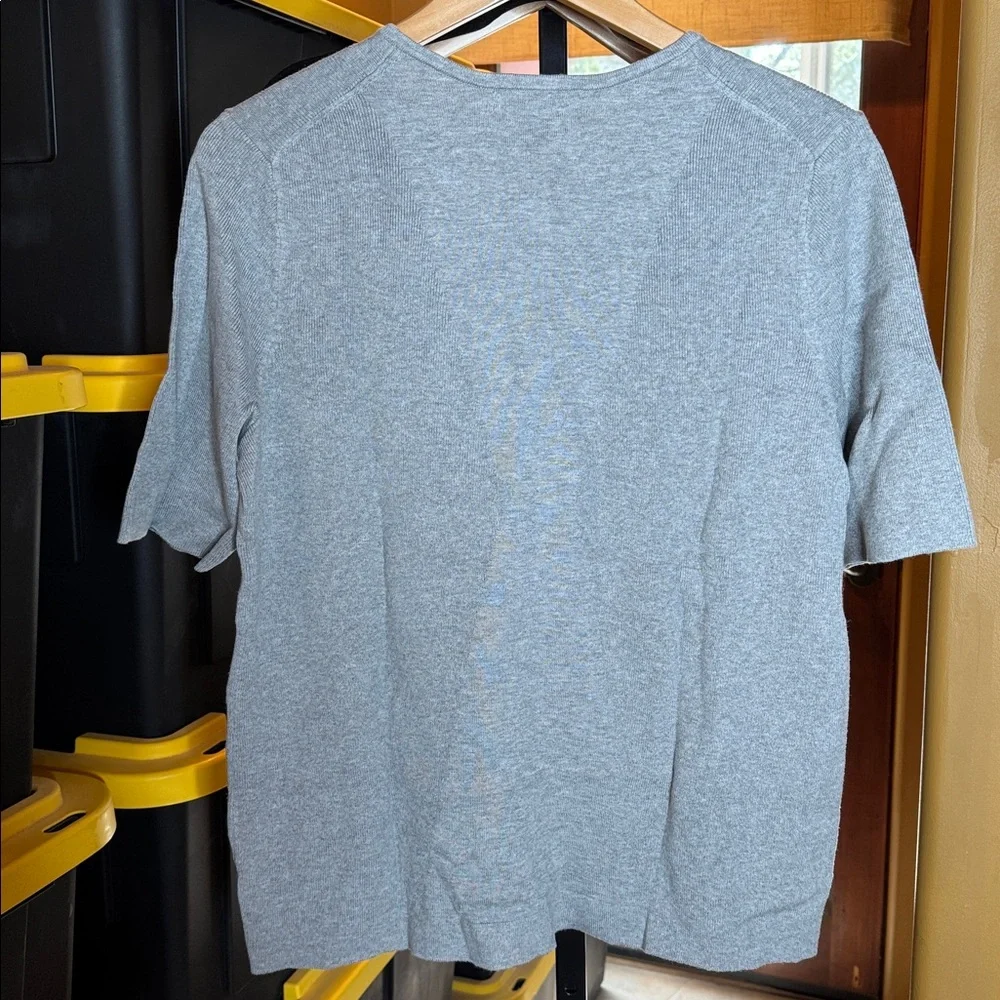 NWT Banana Republic Gray Short Sleeve Knit Sweater Cotton Blend Crewneck Size XL